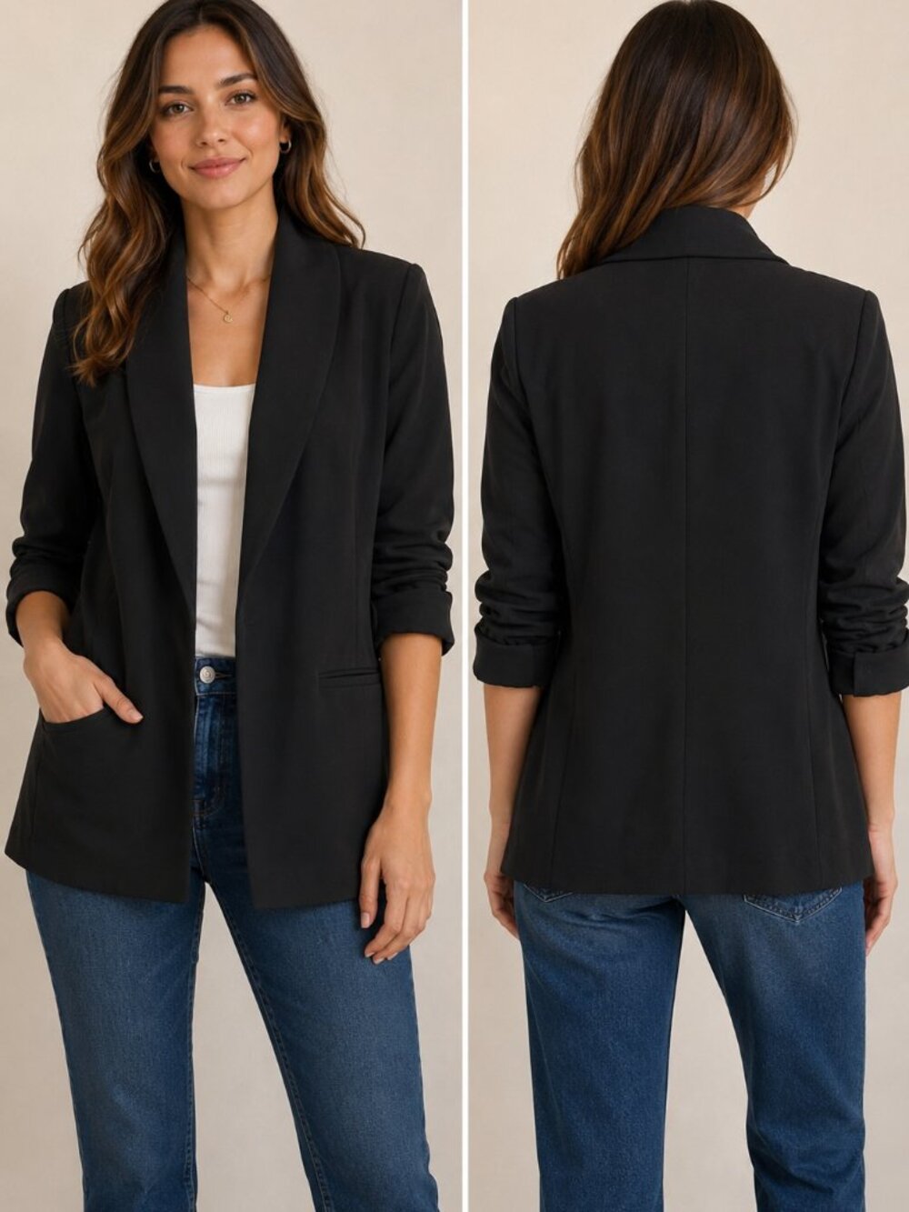 Dakota Blue Women's Black Crepe Blazer - Size Large - NWT
